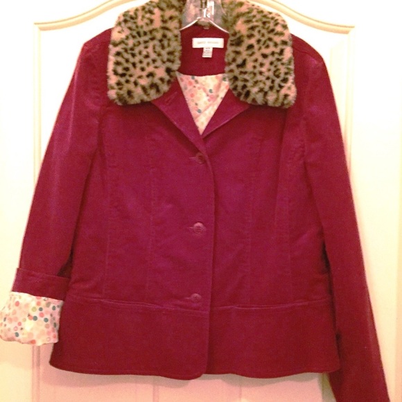 Corduroy Blazer Removable Faux Fur Collar Mix & Match Weekend Separates … - Picture 1 of 8